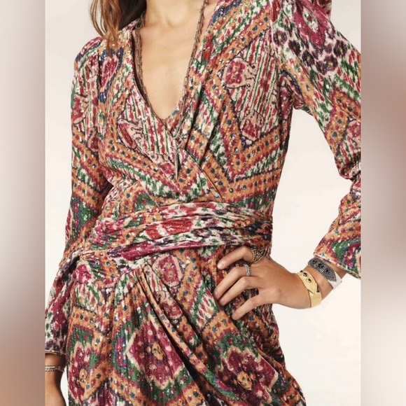 ba&sh “Tola” Velvet Sequin Gem-Tone Mini- Dress, Size L. NWT - Picture 3 of 16